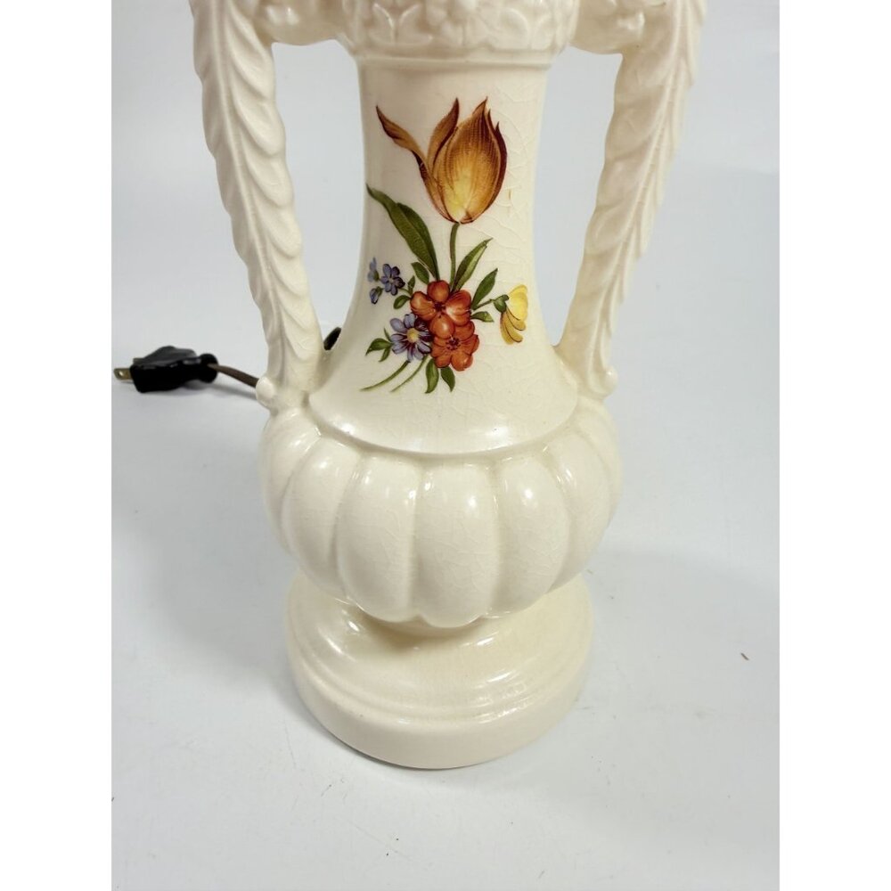 Table Lamp Ceramic Hand Painted Flowers Unique Vintage Cottage Core Victorian - Picture 6 of 16